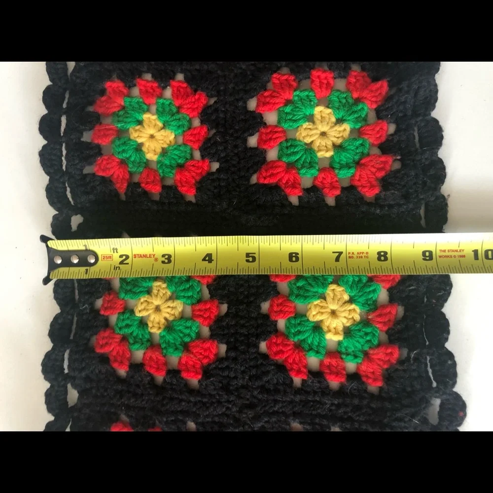 Handmade Black and Red Crochet Table RunnerPlacemat